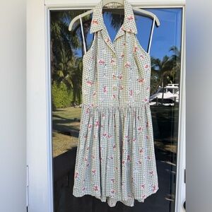 Floral Vintage Checkered Sleeveless Dress by Masliyah Nusbaum